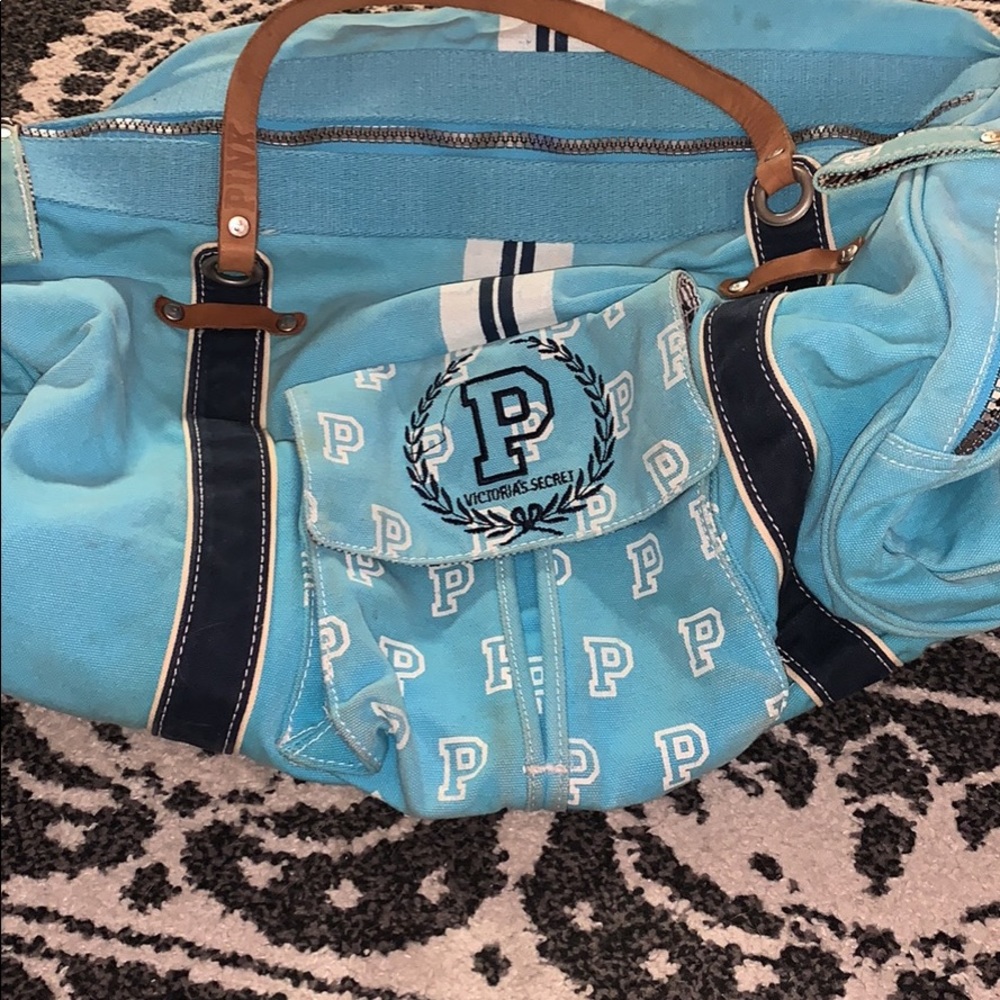 Pink duffel bag